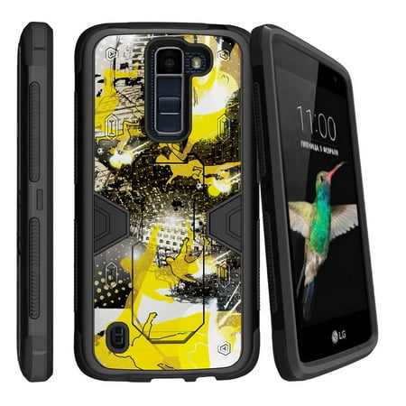 LG K7 | LG Tribute 5 Dual Layer Shock Resistant MAX DEFENSE Heavy Duty Case with Built In Kickstand - Soccer