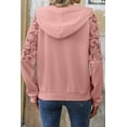 thumbnail image 3 of Women's Pink Lace Patchwork Waffle Hoodie – Casual Daily Wear [ZhiHiMeRi] | XL, 3 of 7