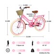 thumbnail image 6 of Girls Bike 20inch with Basket and Backseat, Kids Bicycle for 7-10 Years Old, Single Speed, Light Pink, 6 of 7