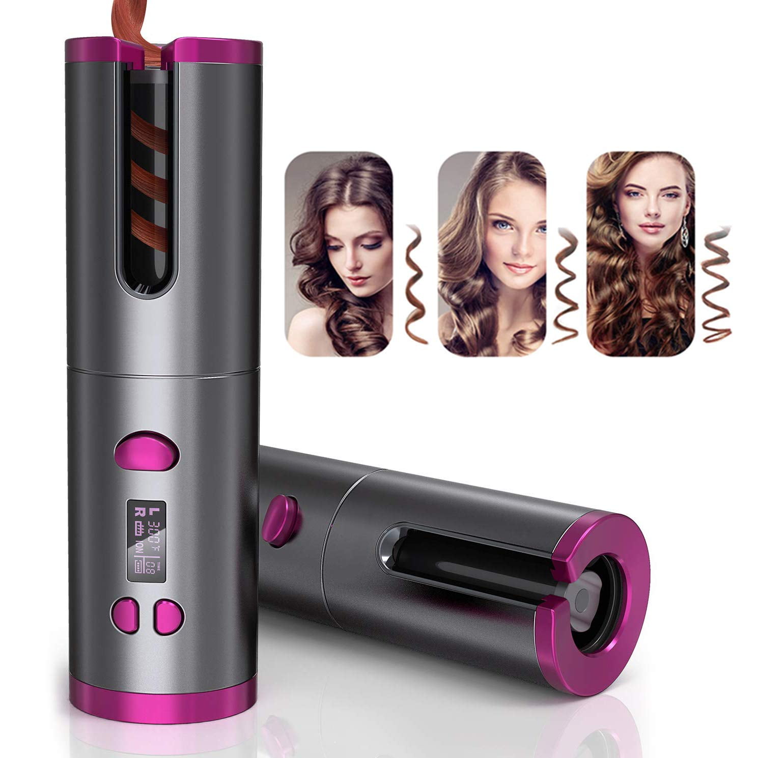 Buy Cordless Auto-Rotating Hair Curler Hair Waver Curling Iron with LCD  Temp Display, Rechargeable Portable,Temperature Adjustable Tourmaline  Ceramic Hair Roller for Travel Online at Lowest Price in Ubuy Italy.  740974449