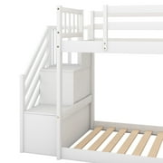 EUROCO Wood Twin over Twin Bunk Bed with Slide and Staircase, Low Profile Bunk Bed with Storage for Kids Teens