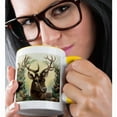 thumbnail image 2 of Vintage Reindeer Christmas Illustration, 11oz Two-Tone Yellow Mug, 2 of 7