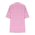 thumbnail image 6 of BRGZLK Summer Sets for Women Trendy Striped Round Neck Short Sleeve Oversized T Shirts and Slim Shorts Soft Comfy Sets Tracksuit Outfits Pink XL, 6 of 6