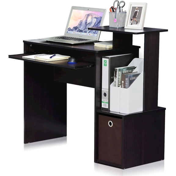 FurniFact Brown Wooden Office Desk with Storage, Writing Desk and Study Desk Design