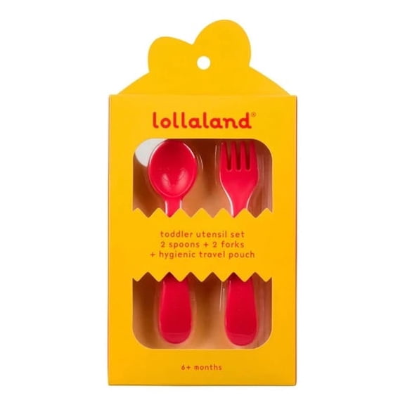 Lollaland 5-Piece Toddler Utensil Set with Hygenic Pouch in Red