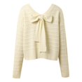 thumbnail image 6 of Women's Pullover Sweater with Elegant Bow Back Detail, Long Sleeve Soft Knit Top, Loose Fit Casual Comfortable Tunic for Fall Winter, 6 of 9