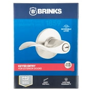 Brinks Keyed Entry Modern Wave Style Lever Doorknob with Pro-Guard, Satin Nickel Finish
