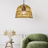 DOLITY Rattan Woven Pendant Fixture Shades, Wicker Rattan Shades Ceiling Lamp Shade for Dining Living Bedroom Kitchen Farmhouse，Brown(Only Lampshades）