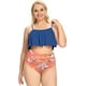 thumbnail image 1 of Bikini de Talla Grande con Volantes para Mujer Trajes de baño de Dos Piezas de Cintura Alta Azul 2XL Extra amplio Azul 2XL Extra amplio Xishao ropa, 1 of 2