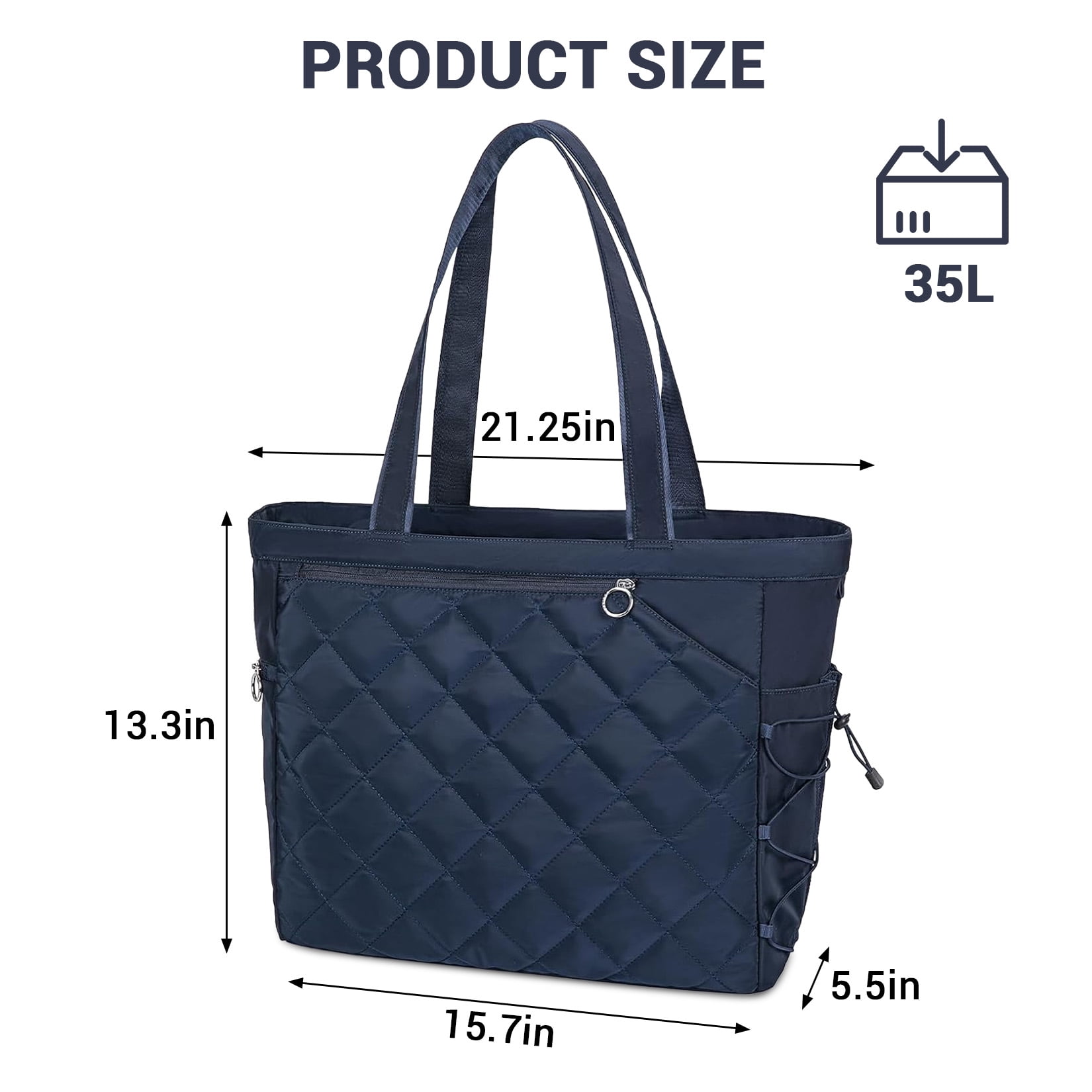 Ataujin Large Quilted Tennis Tote Bag, Water-Resistant Racket Bag for 2-4 Tennis or Pickleball Paddles Lightweight, Shoe Compartment, Ideal for Sports, Gym, Travel