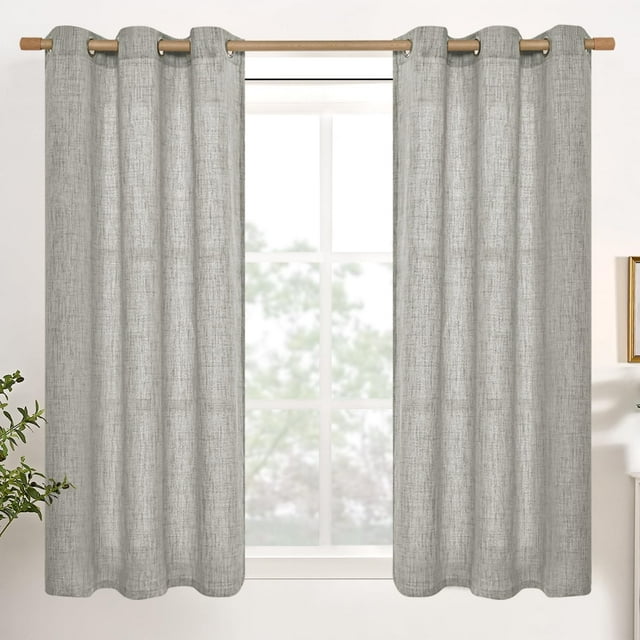 Natural Linen Curtains Long for Living Room Bedroom Groet Top Light Filtering Privacy Linen Textu Window Semi Sheer Drapes Panels x Natural