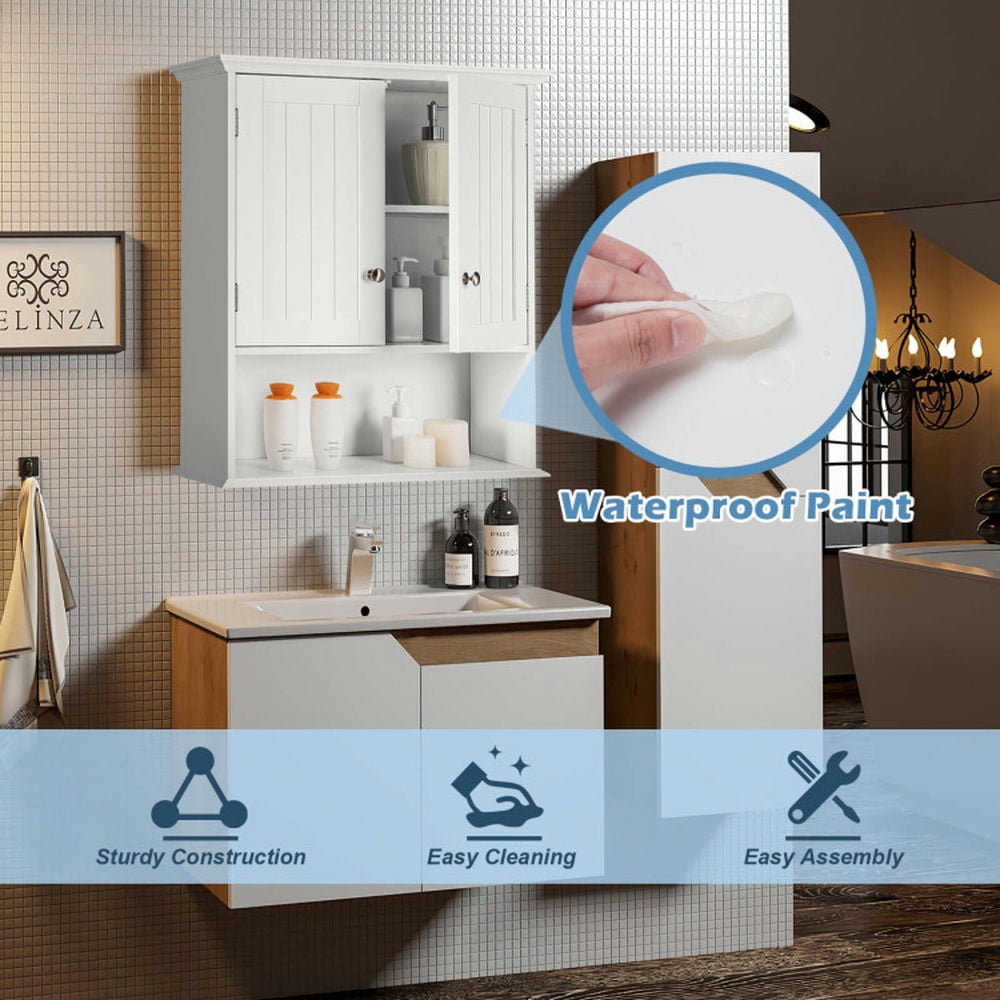 Finihen Bathroom Wall Cabinet, Wall Mounted Bathroom Cabinet, Medicine Cabinet, Wall Mount Bathroom Cabinet Storage Organizer with Doors and Shelves, for Kitchen Entryway Bathroom, White Finihen Bathroom Wall Cabinet, Wall Mounted Bathroom Cabinet, Medicine Cabinet, Wall Mount Bathroom Cabinet Storage Organizer with Doors and Shelves, for Kitchen Entryway Bathroom, White