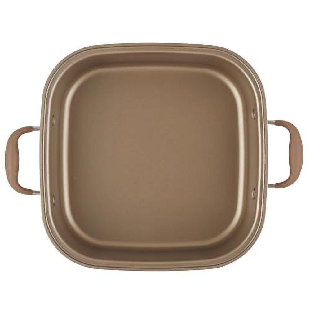 Anolon Advanced Nonstick 2-in-1 Deep Square Grill Pan and Roaster, 11-Inch, Umber