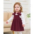 thumbnail image 3 of Yaoqi 2T Toddler Girl Outfit Set 3T Child Girls Clothing Long Sleeves T-shirt Top Bowknot Suspender Dress 2pcs Skirt Set Red, 3 of 7