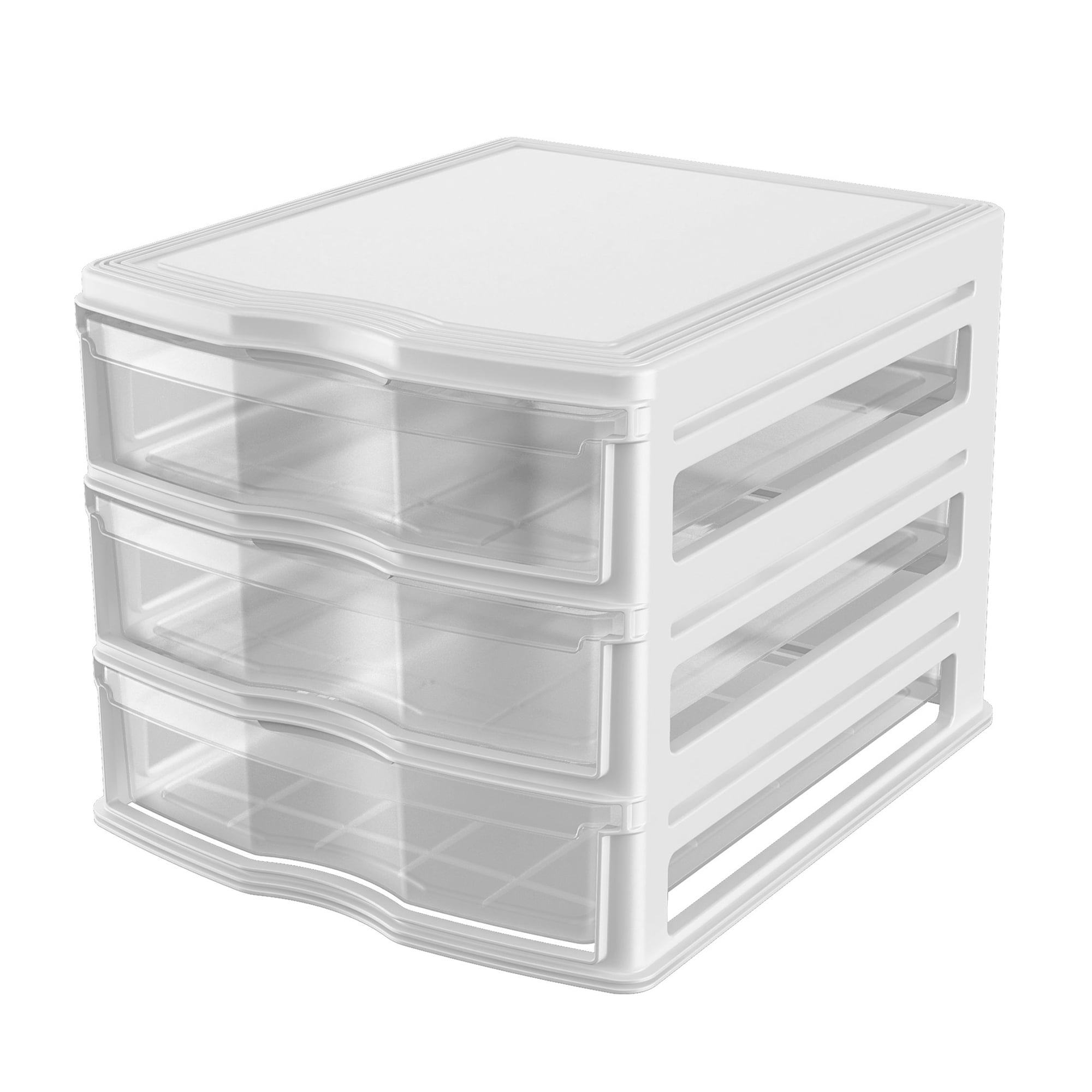 Hommp 3 Packs Small Plastic Stacking Storage Drawers, Stackable Plastic  Storage Drawer Set