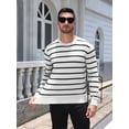 thumbnail image 4 of COOFANDY Men's Striped Crewneck Sweaters Long Sleeve Knit Pullover Lightweight Slim Fit Sweater, 4 of 8