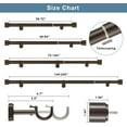 thumbnail image 4 of 1 1/8 Inch Diameter Curtain Rods, 48-84” Telescoping Large Single Window Drapery Rod Heavy Duty With Adjustable Modern Brackets, Dark Bronze, 4 of 11