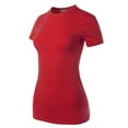thumbnail image 2 of A2Y Women's Junior Fit Basic Solid Cotton Short Sleeve Crew Neck T Shirt Tee Tops Ruby L, 2 of 5