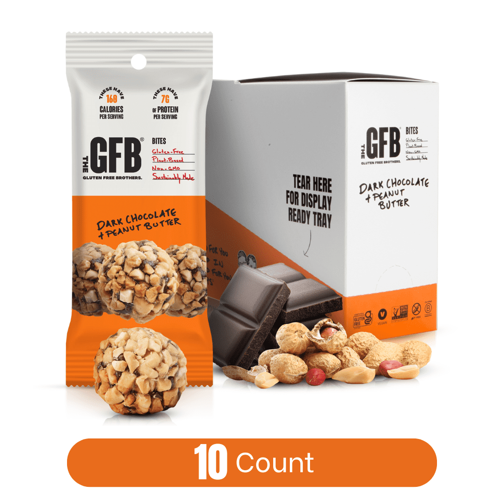 The Gluten Free Brothers, The GFB Gluten Free Bites, Dark Chocolate Peanut Butter Bites - Gluten and Soy Free, 1.2 oz (10 Ct)