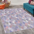 thumbnail image 2 of Geometric Decorative Rug, Raindrops Doodle Style Creative Leaf Shaped Colorful Girls Theme, Quality Carpet for Bedroom Dorm and Living Room, 6 Sizes, Pale Pink, by Ambesonne, 2 of 4