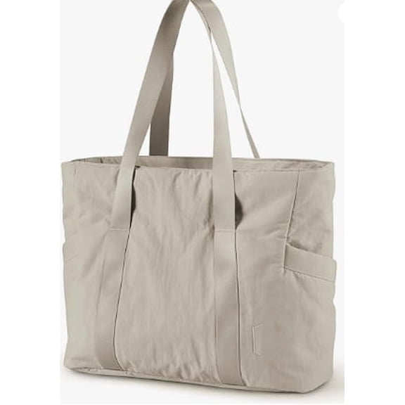 RKXQT Tote Bag for Women with Zipper, Gym Tote with Compartments, Work Tote Nurse Dance Yoga Bag for Sport, Travel Color: D-beige-m-fits 15.6" Laptop