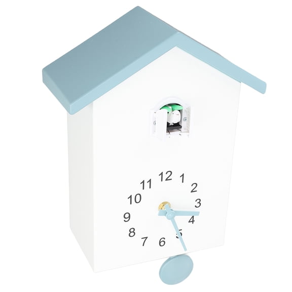 BOKYAN 11-inch / 28 cm Bird House Wall Clock Stylish Decorative Pendulum Blue Gray Roof for Office Bedroom Living Room
