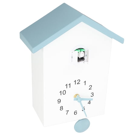 BOKYAN 11-inch / 28 cm Bird House Wall Clock Stylish Decorative Pendulum Blue Gray Roof for Office Bedroom Living Room