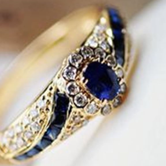 Happy date Crystal Clear & Blue Rings for Women Cubic Zirconia Sapphire Ring Female Ring Jewelry Gifts