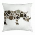 thumbnail image 1 of Wildlife Throw Pillow Cushion Cover, Rhinoceros Silhouette Created with Multiple Diverse Dots Bubbles Illustration, Decorative Square Accent Pillow Case, 24 X 24 Inches, Multicolor, by Ambesonne, 1 of 2