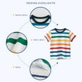 thumbnail image 3 of AJTQTH Colorful Stripes T-shirt for Girls Boys Cute Kids Summer Cotton Loose Clothes Unisex Lightweight Short-Sleeved Crewneck Tees Top Shirt Blouse Daily School Party White 3 Years, 3 of 5