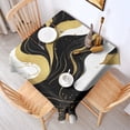 thumbnail image 2 of Black and Gold Marble Wavy Lines Pattern Square Tablecloth,Waterproof Square Table Cover,Wipeable Spillproof Washable Table Cover for Home Kitchen Party Decor 42"X42"(107x107cm), 2 of 6