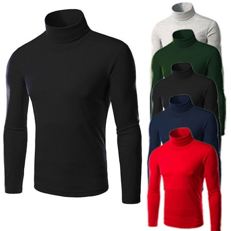 Mens Thermal High Collar Turtleneck Long Sleeve Pullover Sweater Shirt