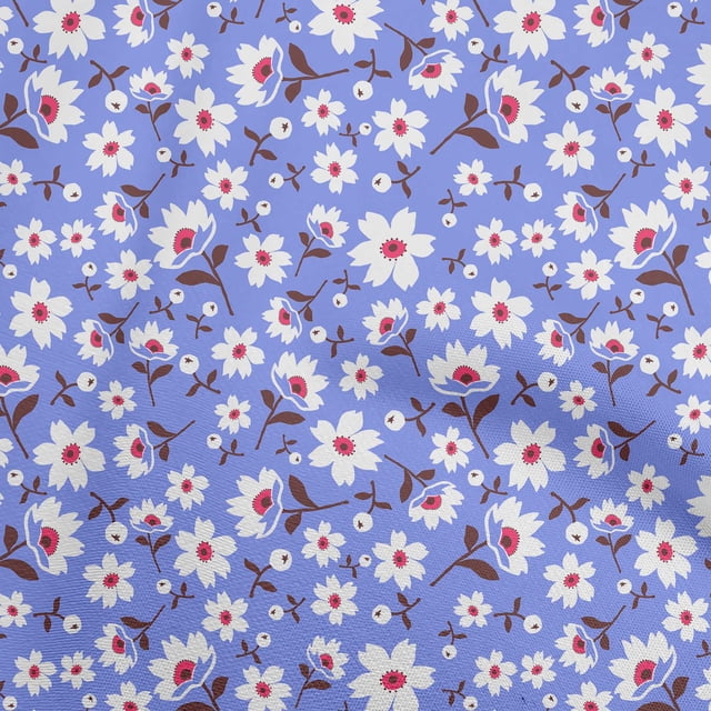 oneOone Velvet Lavender Blue Fabric Leaves & Clover Sewing Craft Projects Fabric Prints By Yard 58 Inch Wide