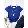 thumbnail image 3 of ZXSXSY Graphic Tees Women Cute Birds Dandelion Print Crew Neck Short Sleeve T-Shirts, 3 of 3