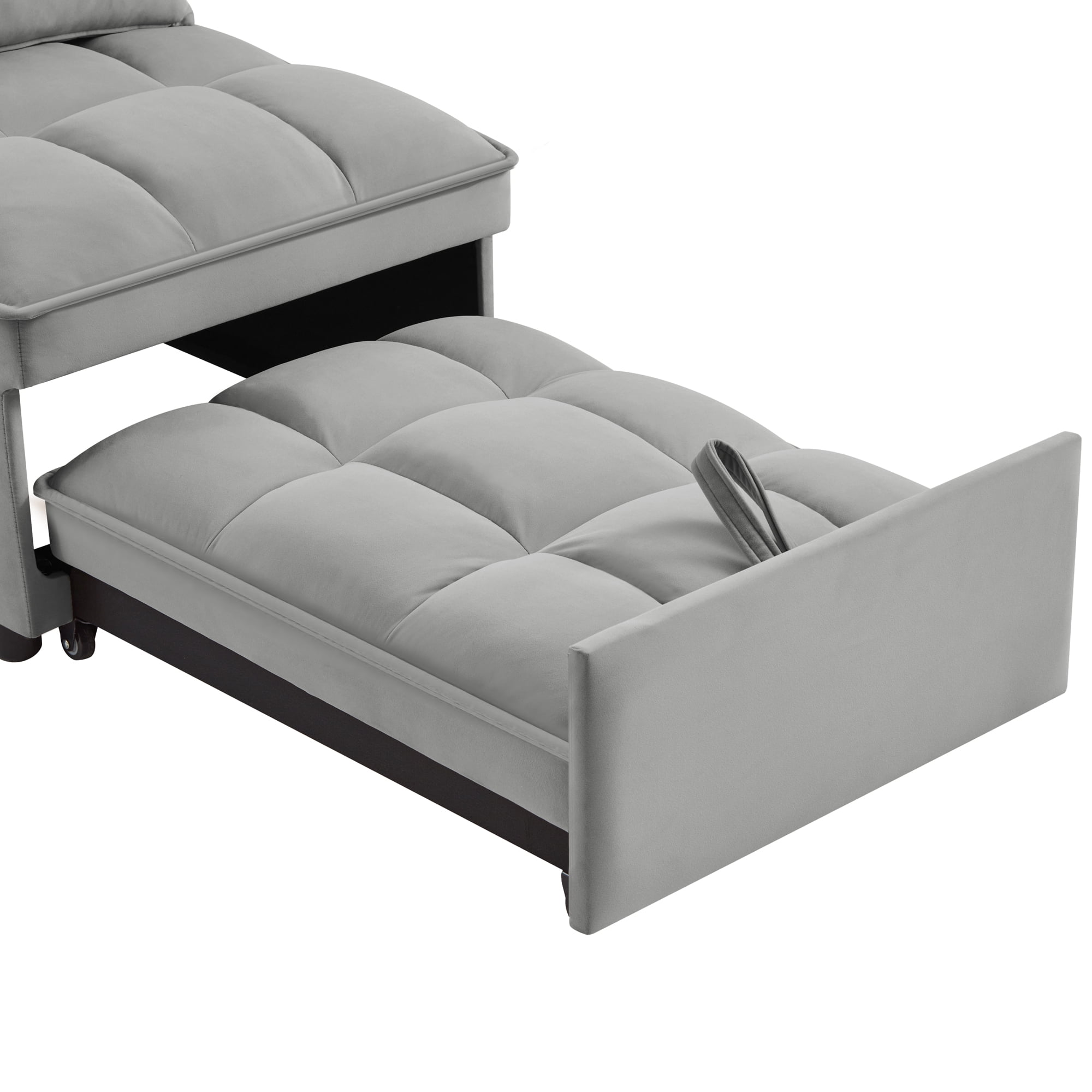 Miniyam 4 in 1 Tufted Single Pull-out Sofa Bed, Convertible Chaise Lounge, Gray