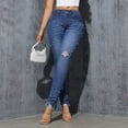 thumbnail image 4 of Aloohaidyvio Jeans for Women Stretch Pull-On Jeans Skinny Ripped Distressed Denim Jeggings Regular-Plus Size, 4 of 6