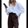 thumbnail image 2 of Camisas de de Algodón de Larga con Botones para Mujer, Blusas Informales con Cuello, Corte Holgado. S, 2 of 10