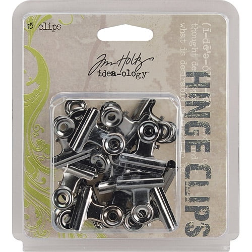 Tim Holtz ideaology 1inch Hinge Clips with Antique Nickel Finish, 15