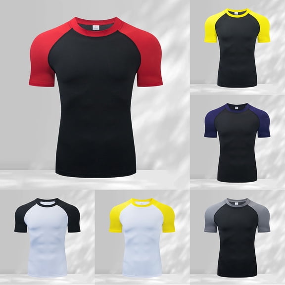 Men's Athletic Short Sleeve Compression Shirts Stretch Performance T-Shirt Running Workout Tops Quick Dry Base Layer