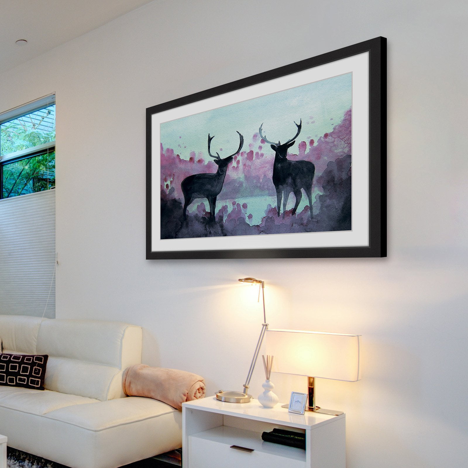 Marmont Hill "Watercolor Moose" by Christine Lindstrom Framed Painting Print