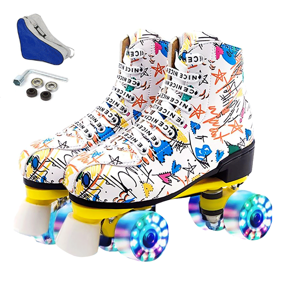 jessie Adjustable Roller Skates Premium PU Leather Roller Skates for Women Classic Four-Wheel Outdoor and Indoor for Girls Boys Women and Men