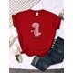 thumbnail image 4 of Camiseta con estampado de té y Rex rosa para mujer, de gran tamaño con cuello redondo ropa holgada, Harajuku, Kawaii, Animal que combina con todo, 4 of 5