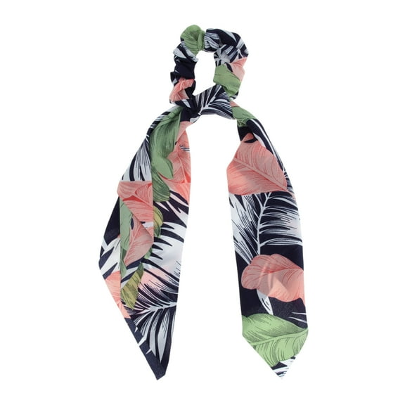 Unique Bargains 1 Pc Stylish Printed Banana Leaf Hair Elastics Hair Ties Navy Blue Red White