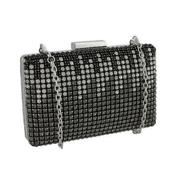 Zeckos Rhinestones And Snakeskin Clutch Purse w/Detachable Chain