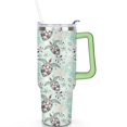thumbnail image 2 of 40oz Cute Ocean Life Turtle Stainless Steel Flip Straw Tumbler Spill Proof Travel Cup Double Wall Vacuum Insulated Coffee Mug with Top Handle, 2 of 6