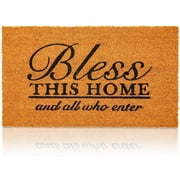 Coco Coir Front Door Mat, Bless This Home And All Who Enter, 17X30 In