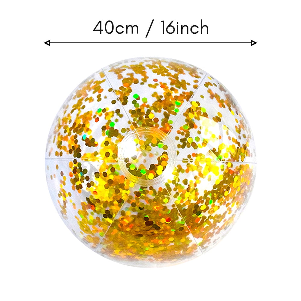 40cm16inch Beach Ball Transparent Inflatable Swimming Pool Ball with Beautiful Confetti Sequins