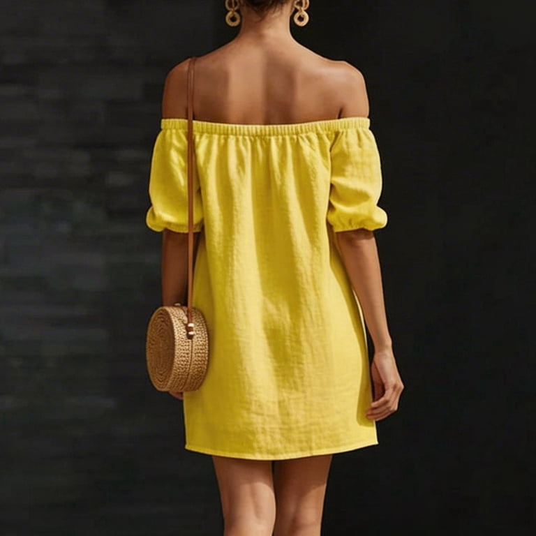 yellow off the shoulder summer dress Run The World Off-Shoulder Mini Dress Floral Yellow