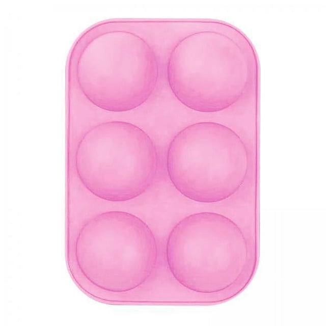 4 Moldes Redondos De Silicona Con 6 Agujeros Semiesféricos Antiadherentes Para Hornear Pasteles, Color Rosa