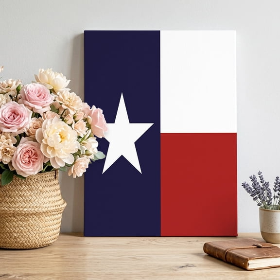 Canvas Wall Art, Blue Red White Texas Flag with Star, Framed Canvas Prints for Living Room, Minimalistic Geometric Stripe Gallery Wrapped Wall Decor for Home Office, Gifts, 12"x16" Ship Next Day